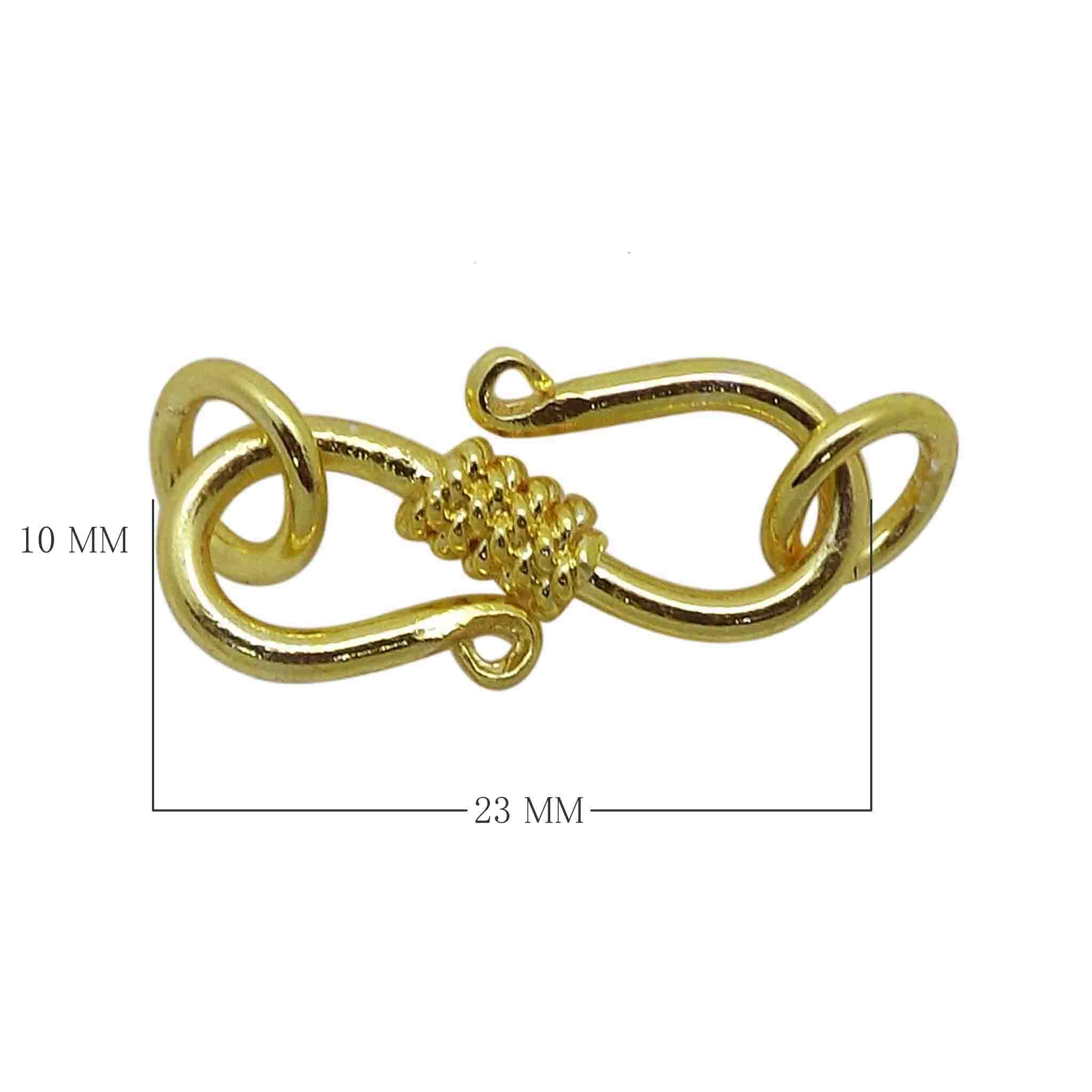 18K Gold Overlay Over Copper decorative wire S-hook jewelry clasp with coiled accent, handcrafted artisan jewelry component from India for wholesale supply