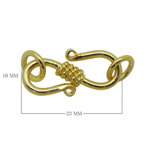 18K Gold Overlay Over Copper decorative wire S-hook jewelry clasp with coiled accent, handcrafted artisan jewelry component from India for wholesale supply