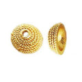 18K Gold Overlay Over Copper spiral texture round bead cap, handcrafted artisan jewelry component from India for wholesale supply