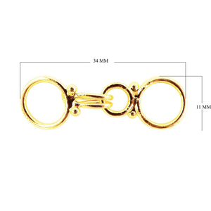 18K Gold Overlay Over Copper circular clasp hook handcrafted in India for wholesale jewelry making.