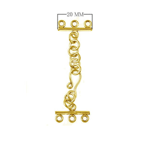18K Gold Overlay Over Copper three-strand jewelry extender with hook clasp, handcrafted in India