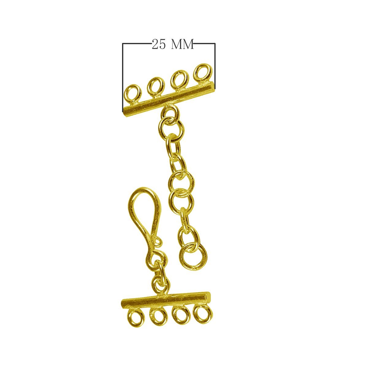 18K Gold Overlay Over Copper four-hole multi-strand jewelry extender with hook clasp, handcrafted in India