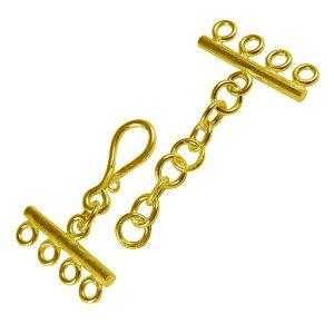 18K Gold Overlay Over Copper four-hole multi-strand jewelry extender with hook clasp, handcrafted in India
