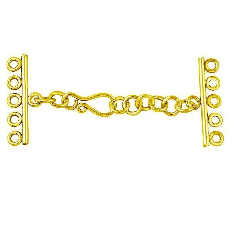 CG-156-5H 18K Gold Overlay Multi Strand Clasp With 5 Holes Beads Bali Designs Inc 