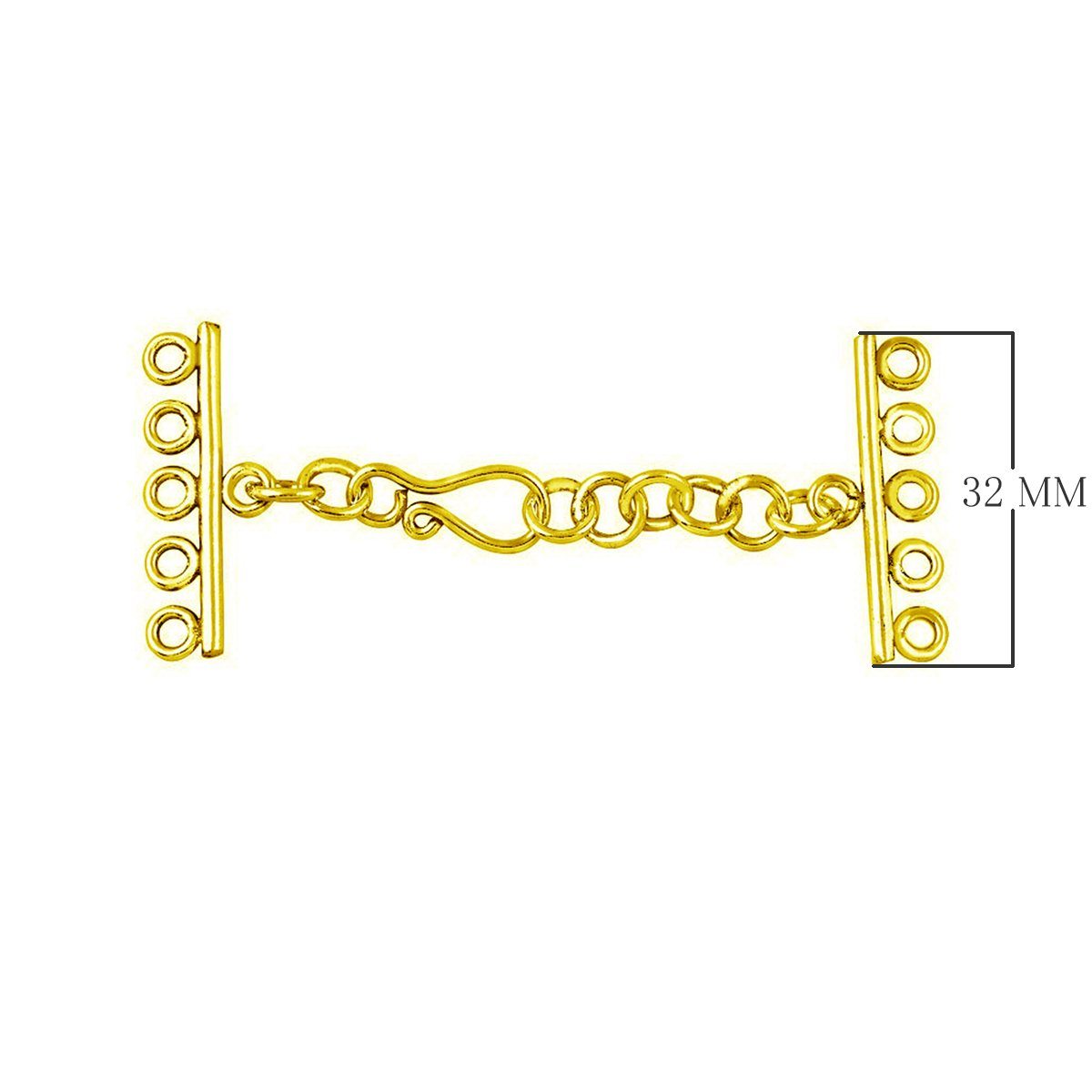 18K Gold Overlay Over Copper five-hole multi-strand jewelry extender with hook clasp, handcrafted in India