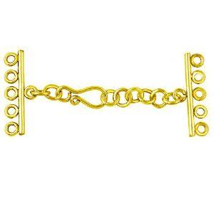 18K Gold Overlay Over Copper five-hole multi-strand jewelry extender with hook clasp, handcrafted in India