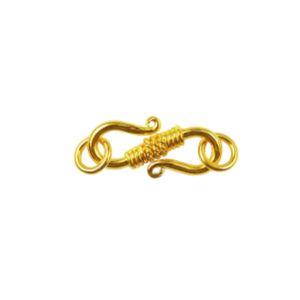 18K Gold Overlay Over Copper S-hook jewelry clasp with wrapped center, handcrafted in India