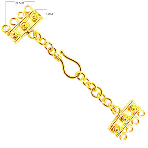 18K Gold Overlay Over Copper four-hole multi-strand jewelry extender with S-hook clasp, handcrafted in India