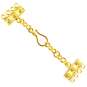 18K Gold Overlay Over Copper four-hole multi-strand jewelry extender with S-hook clasp, handcrafted in India