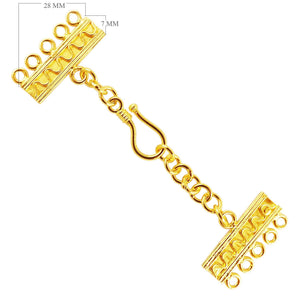18K Gold Overlay Over Copper five-hole multi-strand jewelry extender with decorative bars and S-hook clasp, handcrafted in India