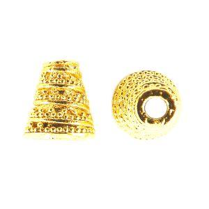 CG-185 18K Gold Overlay Twisting Granulation Motif look Cone Beads Bali Designs Inc 