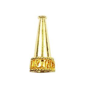 Handcrafted tapered cone jewelry component made with 18K Gold Overlay Over Copper, polished gold finish, made in India for wholesale use