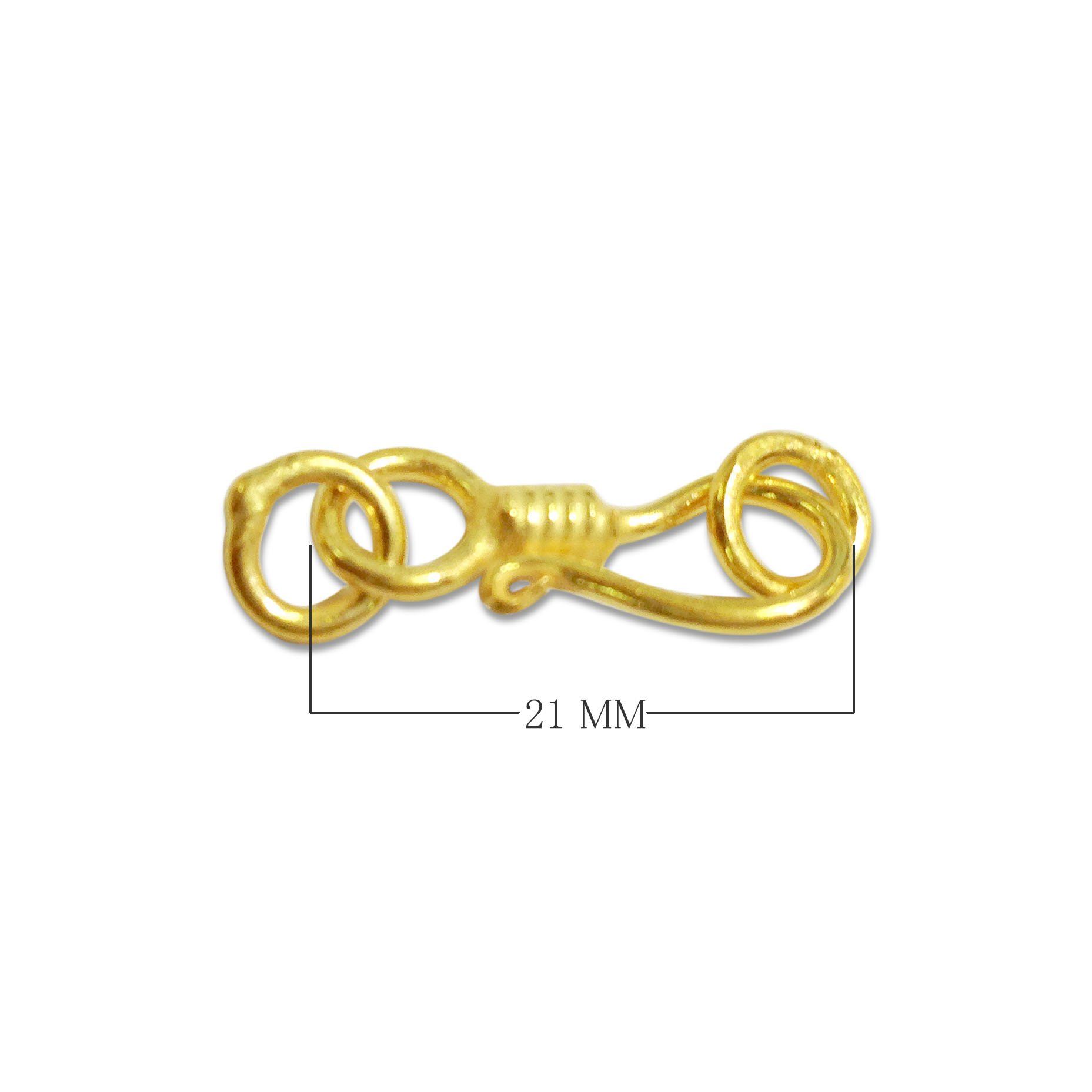 Handcrafted S-hook jewelry clasp component made with 18K Gold Overlay Over Copper, polished gold finish, made in India for wholesale use