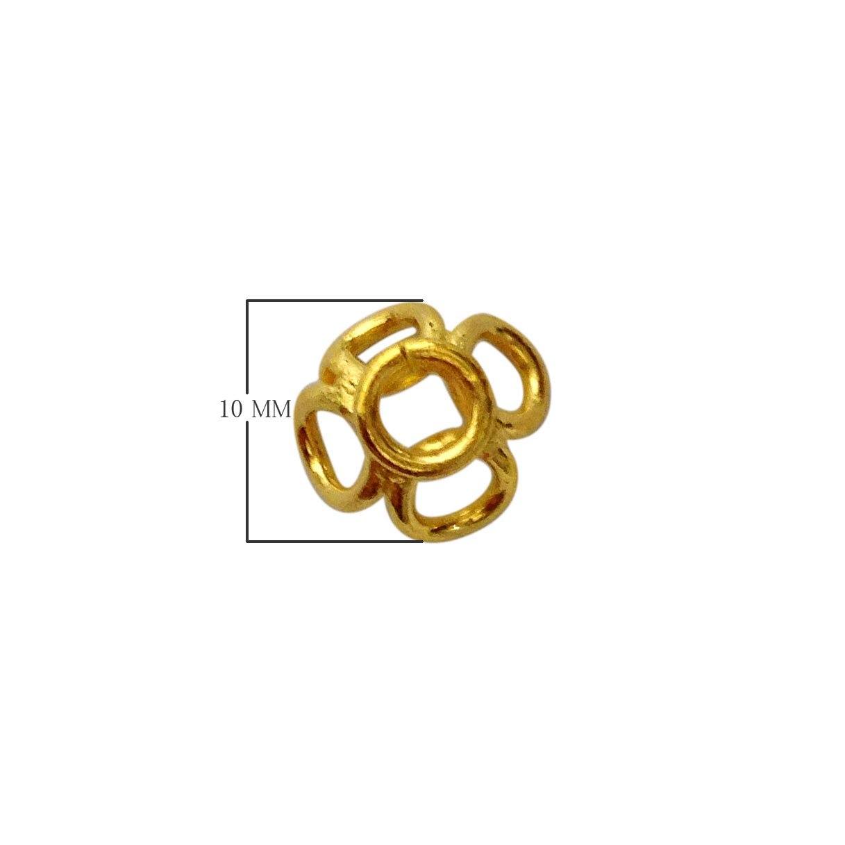 Handcrafted floral multi loop connector bead with center hole made with 18K Gold Overlay Over Copper, handcrafted in India for wholesale jewelry manufacturing.