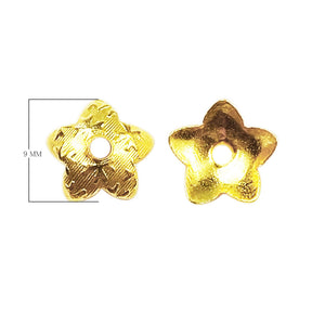 Handcrafted star shape floral bead cap with center hole made with 18K Gold Overlay Over Copper, handcrafted in India for wholesale jewelry making.