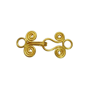 Handcrafted spiral wire hook clasp made with 18K Gold Overlay Over Copper, handcrafted in India for wholesale jewelry manufacturing.