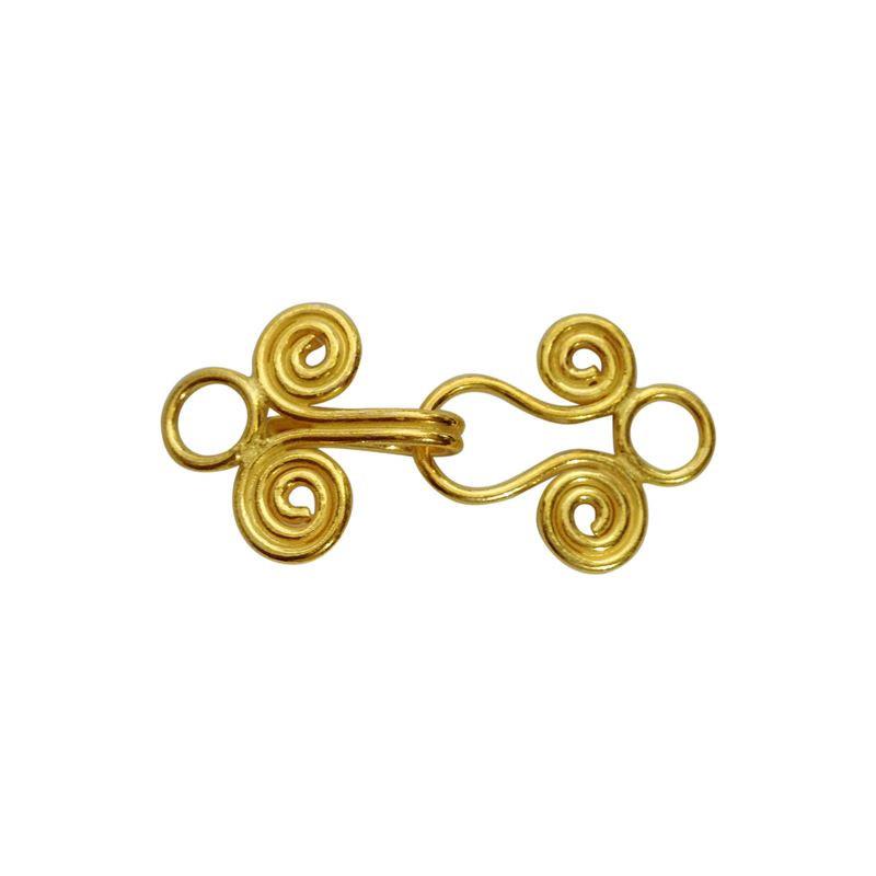 Handcrafted spiral wire hook clasp made with 18K Gold Overlay Over Copper, handcrafted in India for wholesale jewelry manufacturing.