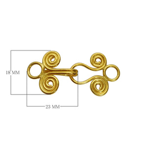 Handcrafted spiral wire hook clasp made with 18K Gold Overlay Over Copper, handcrafted in India for wholesale jewelry manufacturing.
