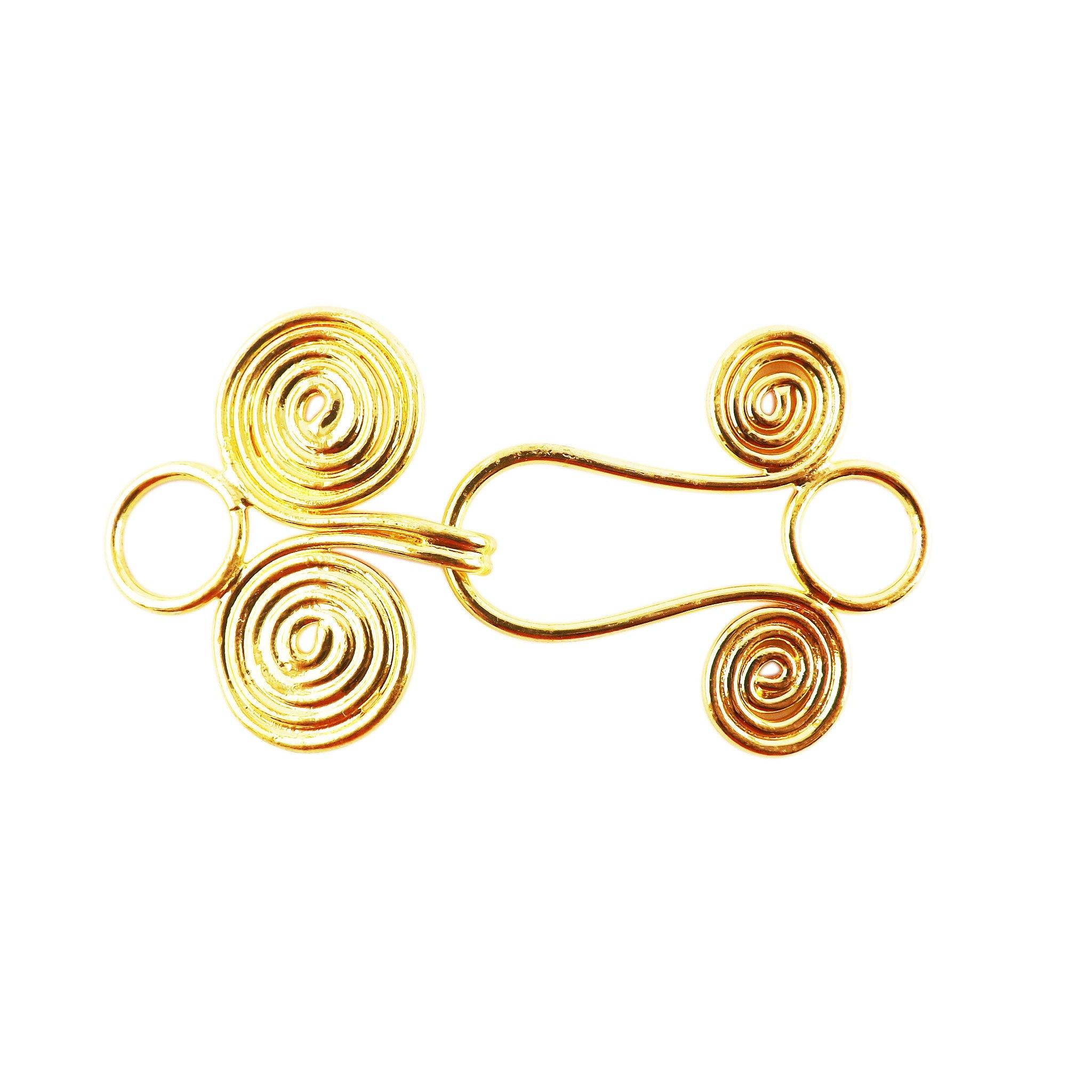 Handcrafted double spiral wire hook clasp made with 18K Gold Overlay Over Copper, handcrafted in India for wholesale jewelry manufacturing.