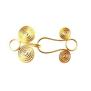 Handcrafted double spiral wire hook clasp made with 18K Gold Overlay Over Copper, handcrafted in India for wholesale jewelry manufacturing.
