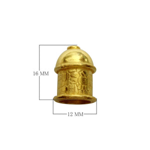 Handcrafted textured cylinder dome bead cap made with 18K Gold Overlay Over Copper, handcrafted in India for wholesale jewelry manufacturing.