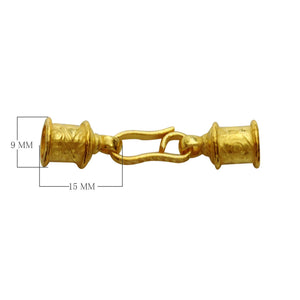 Handcrafted cylinder end cap hook clasp made with 18K Gold Overlay Over Copper, handcrafted in India for wholesale jewelry manufacturing.