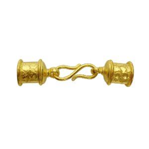 Handcrafted hook clasp made with 18K Gold Overlay Over Copper featuring textured end caps, wholesale jewelry finding from India