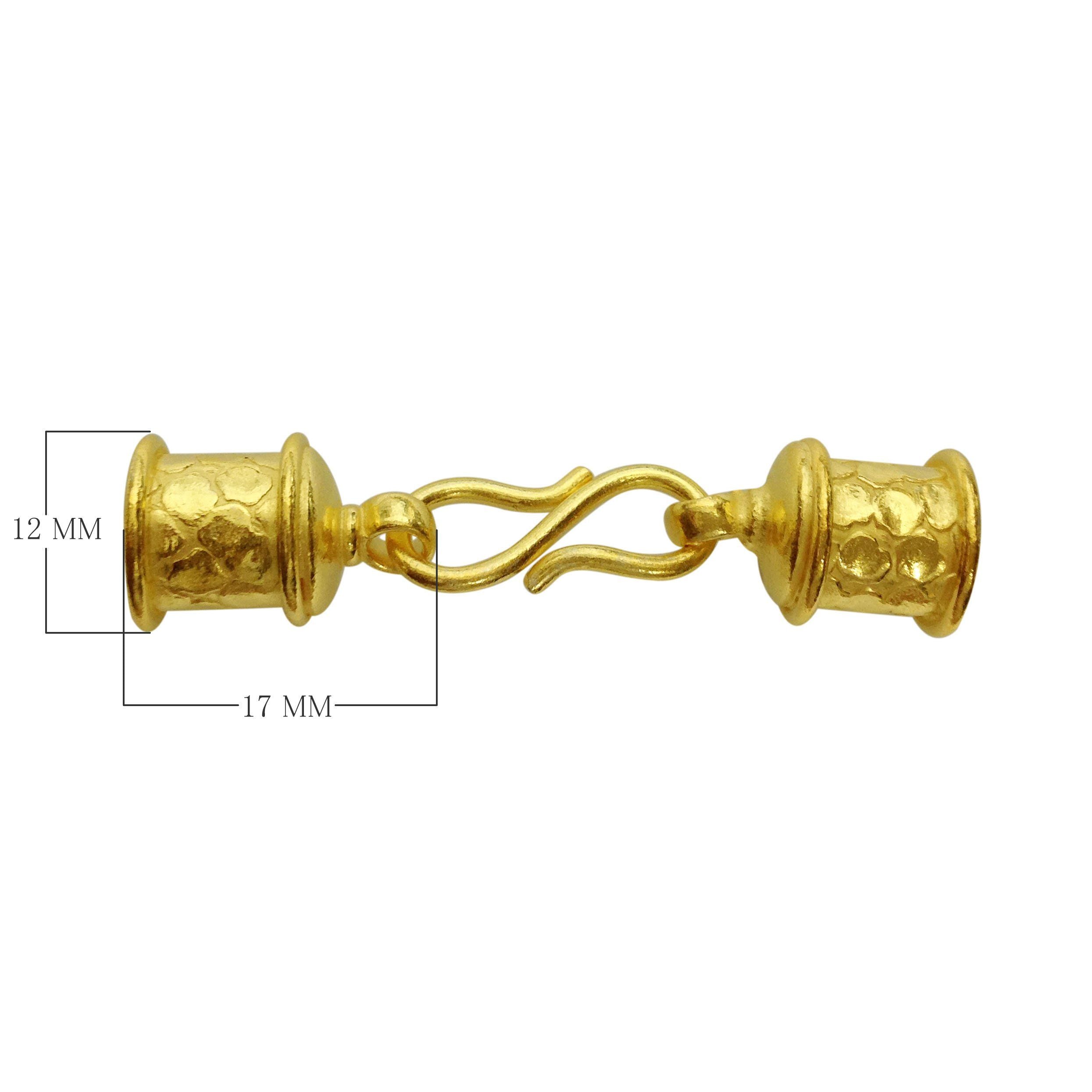 Handcrafted hook clasp made with 18K Gold Overlay Over Copper featuring textured end caps, wholesale jewelry finding from India