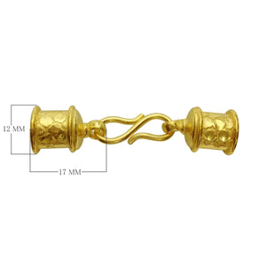 Handcrafted hook clasp made with 18K Gold Overlay Over Copper featuring textured end caps, wholesale jewelry finding from India