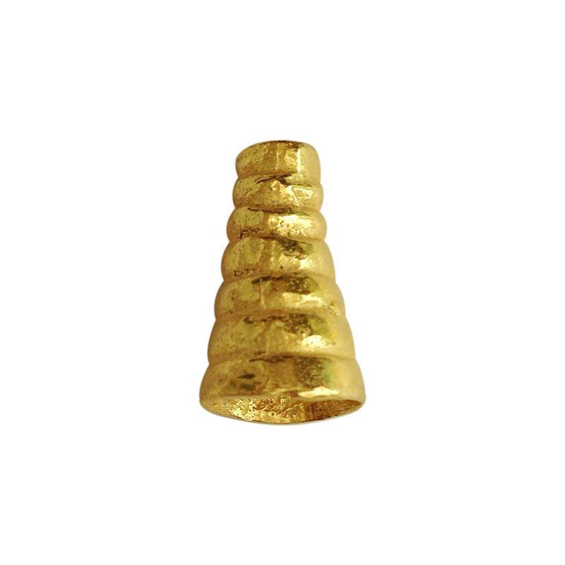 Tapered stepped cone jewelry end component made with 18K Gold Overlay Over Copper, handcrafted in India for wholesale jewelry production