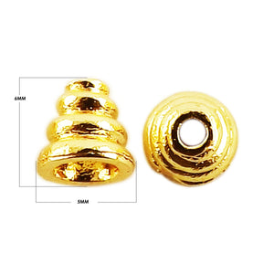 Layered dome spacer bead with center hole made from 18K Gold Overlay Over Copper, handcrafted in India for wholesale jewelry use