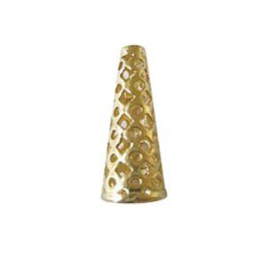 Openwork patterned cone end cap made with 18K Gold Overlay Over Copper, handcrafted in India for wholesale jewelry components