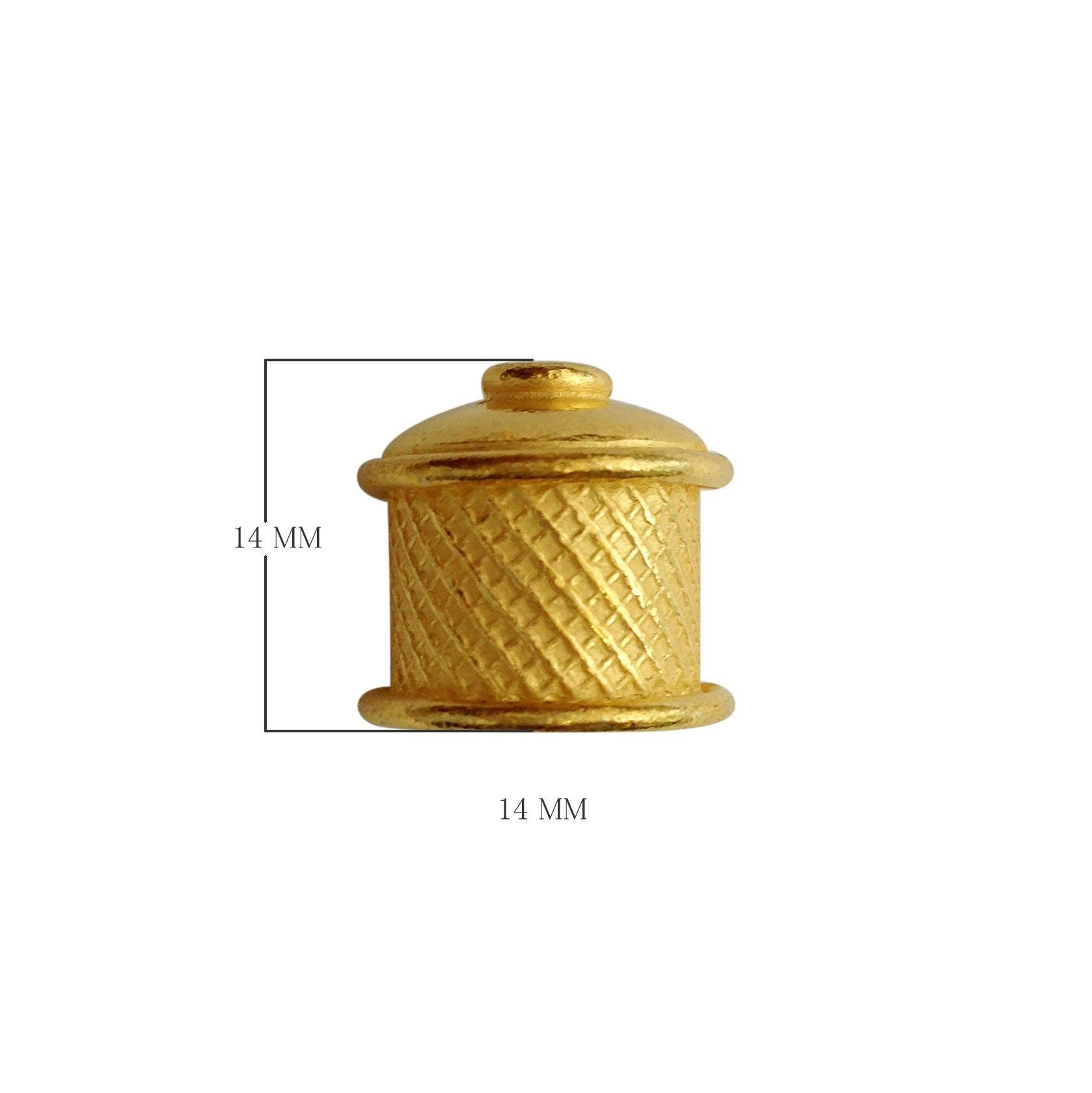 Textured barrel bead with top hole made from 18K Gold Overlay Over Copper, handcrafted in India for wholesale jewelry production