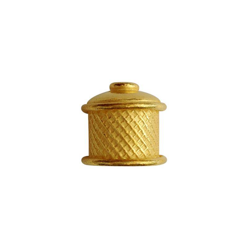 Textured barrel bead with top hole made from 18K Gold Overlay Over Copper, handcrafted in India for wholesale jewelry production