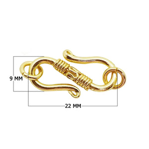 Wire-wrapped double S-hook clasp made from 18K Gold Overlay Over Copper, handcrafted in India for wholesale jewelry use