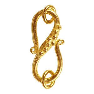 Handcrafted Bead Accent S-Curve Open Clasp Connector With 18K Gold Overlay Over Copper Finish Designed For Jewelry Making And Wholesale Collection
