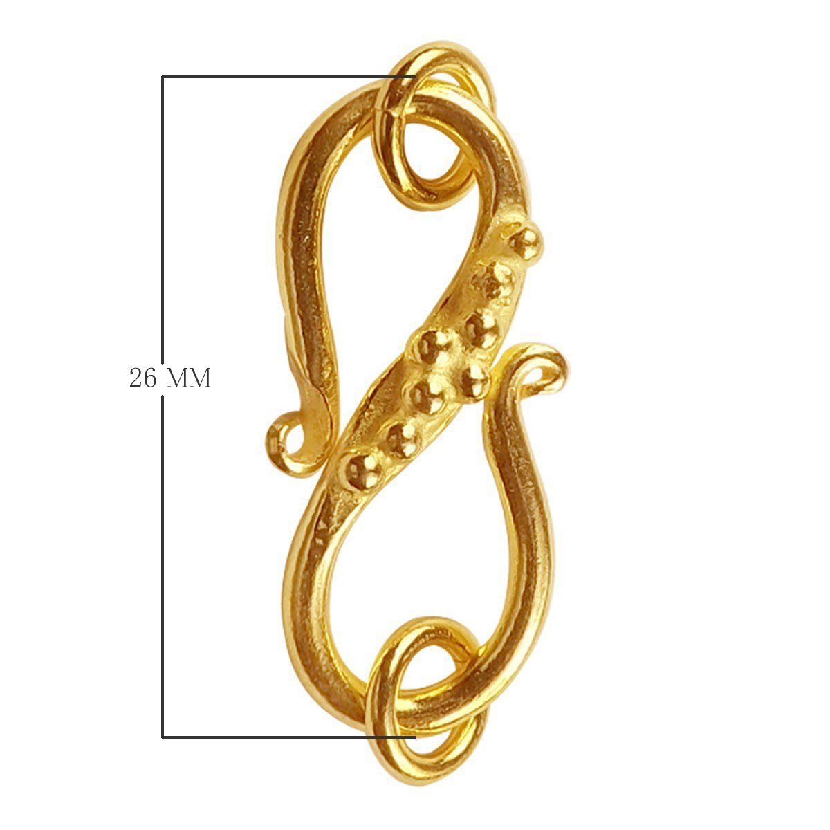 Handcrafted Bead Accent S-Curve Open Clasp Connector With 18K Gold Overlay Over Copper Finish Designed For Jewelry Making And Wholesale Collection