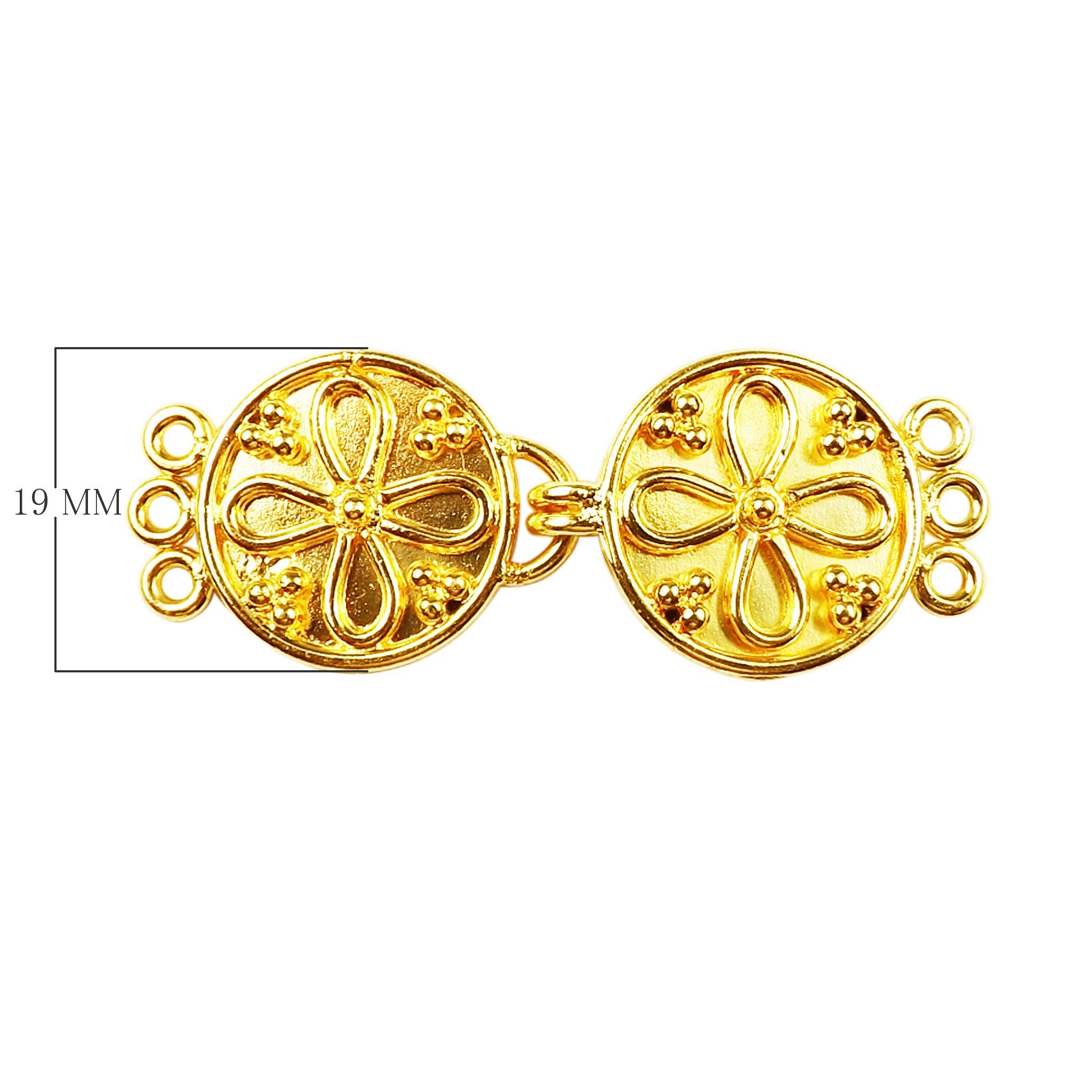 Handcrafted Multi Strand Clasp With 3 Holes Made With 18K Gold Overlay Over Copper For Jewelry Making And Wholesale Collection