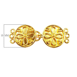 Handcrafted Multi Strand Clasp With 3 Holes Made With 18K Gold Overlay Over Copper For Jewelry Making And Wholesale Collection