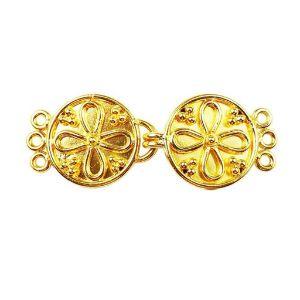 Handcrafted Multi Strand Clasp With 3 Holes Made With 18K Gold Overlay Over Copper For Jewelry Making And Wholesale Collection