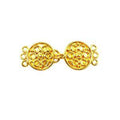 Handcrafted Double Disc Multi Strand Clasp With 3 Holes Made With 18K Gold Overlay Over Copper For Jewelry Making And Wholesale Collection