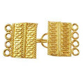 Handcrafted Rectangular Bar Multi Strand Clasp With 4 Holes Made With 18K Gold Overlay Over Copper For Wholesale Jewelry Making