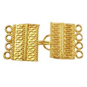 Handcrafted Rectangular Bar Multi Strand Clasp With 4 Holes Made With 18K Gold Overlay Over Copper For Wholesale Jewelry Making