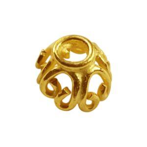 Handcrafted Floral Scroll Bead Cap With Single Hole Made With 18K Gold Overlay Over Copper For Jewelry Making Wholesale Collection