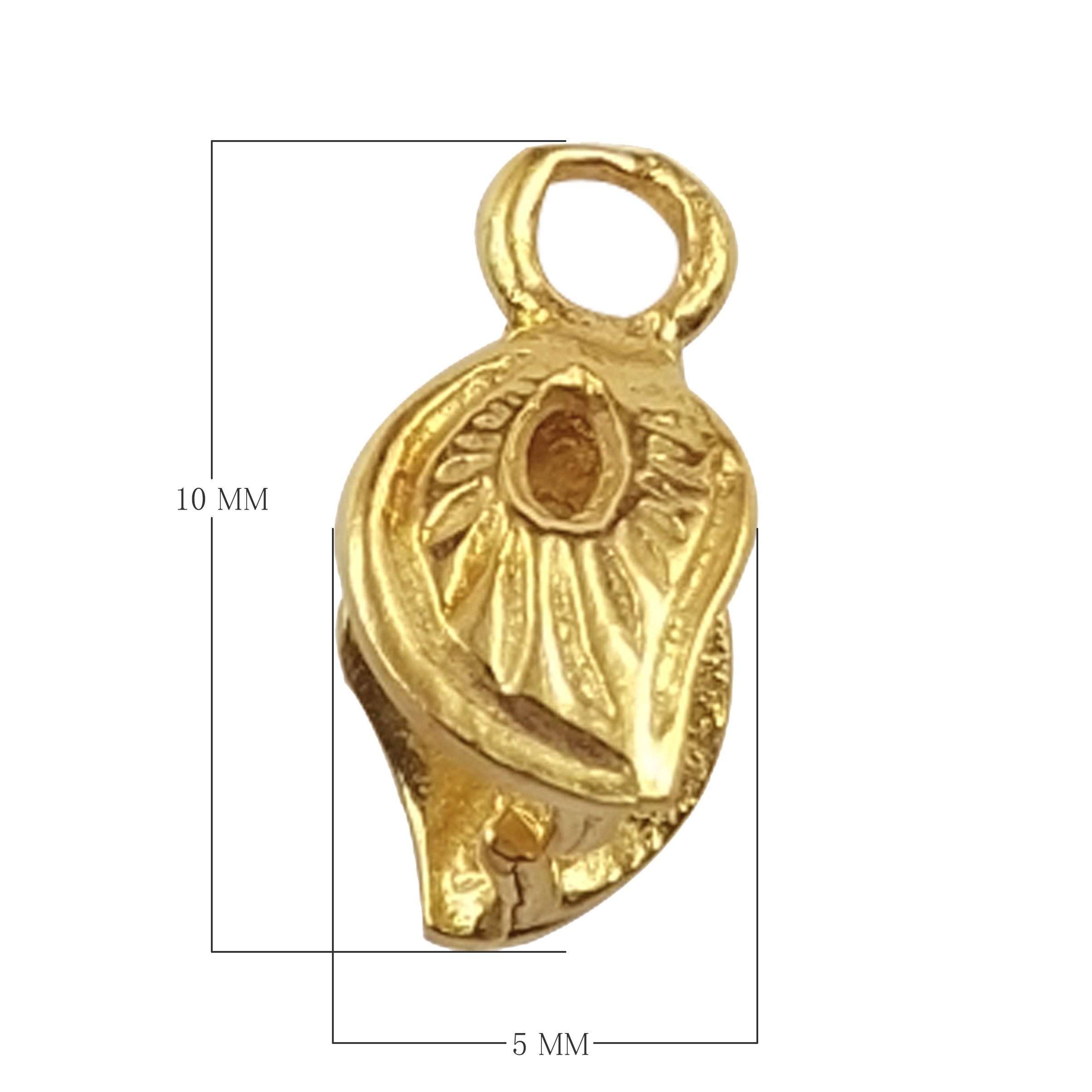 Handcrafted Leaf Shape Pendant Charm With Top Loop Made With 18K Gold Overlay Over Copper For Jewelry Making Wholesale Collection