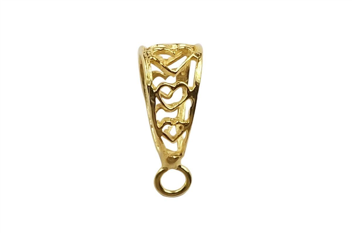 Handcrafted Heart Openwork Pendant Bail With Bottom Ring Made With 18K Gold Overlay Over Copper For Jewelry Making Wholesale Collection