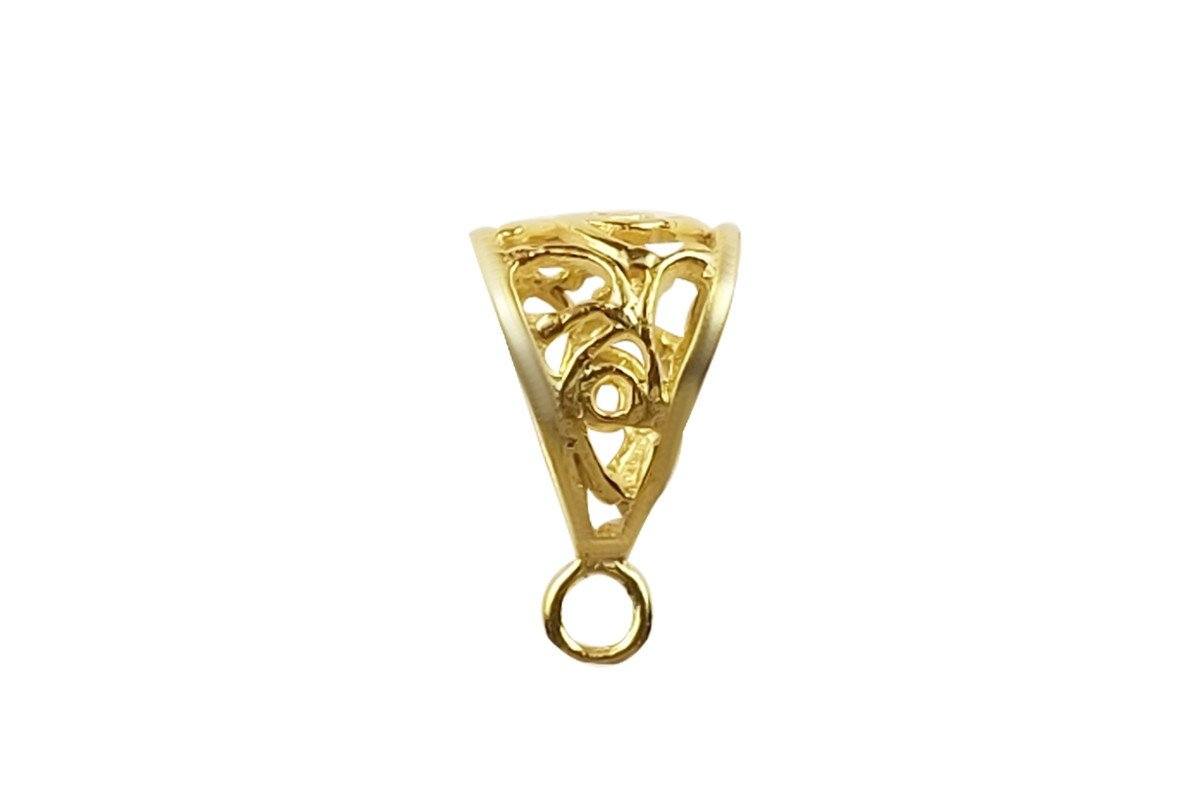 Handcrafted Heart Openwork Pendant Bail With Bottom Loop Made With 18K Gold Overlay Over Copper For Jewelry Making Wholesale Collection