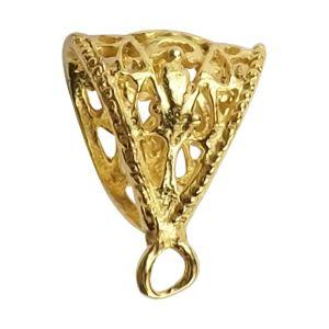 Handcrafted cone-shaped filigree pendant bail in 18K Gold Overlay Over Copper, made in India for wholesale jewelry use.