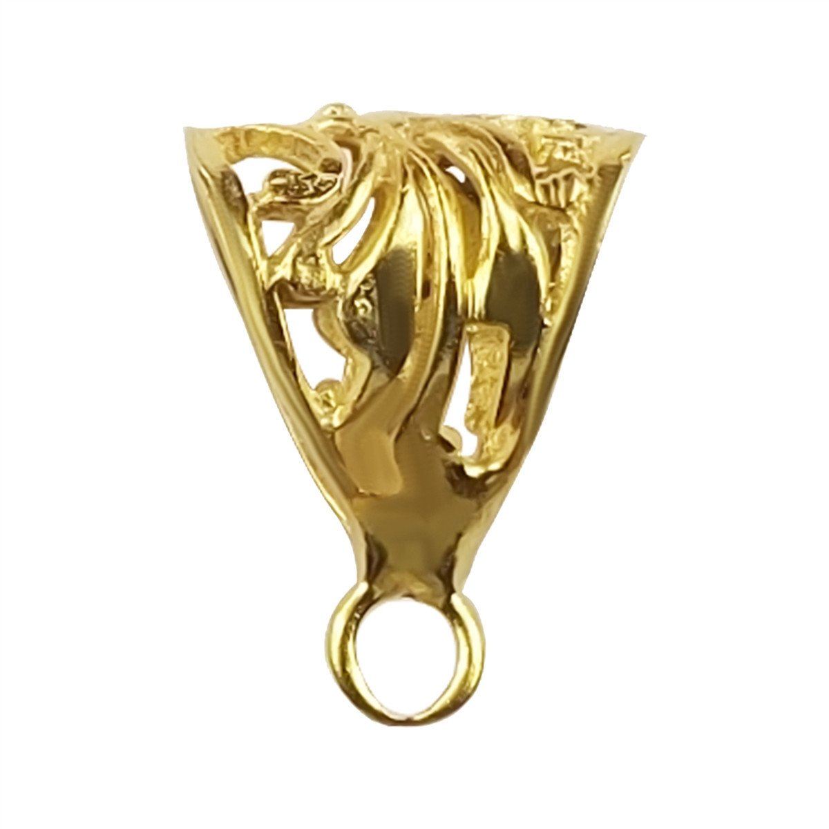 Ornamental cone-shaped pendant bail crafted in 18K Gold Overlay Over Copper, handcrafted in India for wholesale jewelry use.