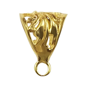 Ornamental cone-shaped pendant bail crafted in 18K Gold Overlay Over Copper, handcrafted in India for wholesale jewelry use.